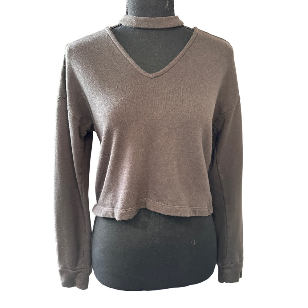 LA Hearts Cropped Keyhole Sweatshirt, Size XS